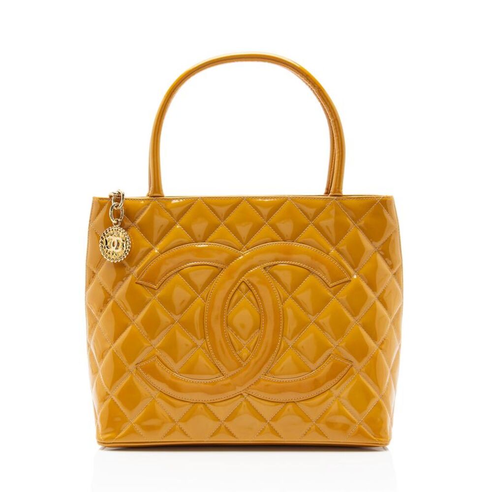 Chanel Vintage Patent Leather Medallion Tote